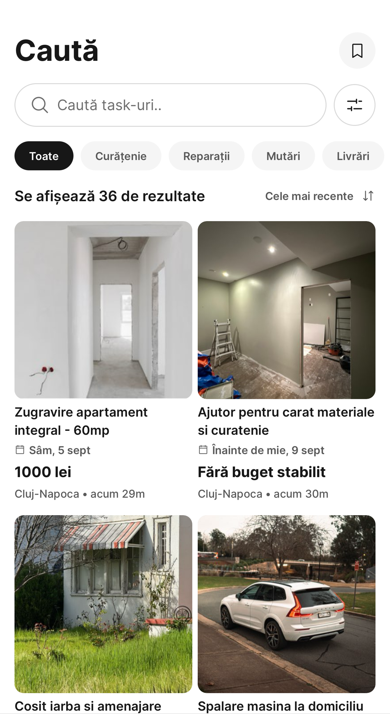 Browsing nearby tasks in the TaskIt app